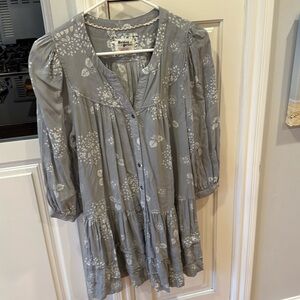Holding Horses Gray Floral Midi Dress Spring Anthro Anthropologie